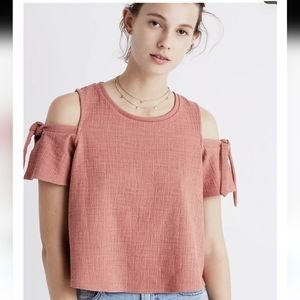 Madewell Skylark patterned cold shoulder with Tie Top